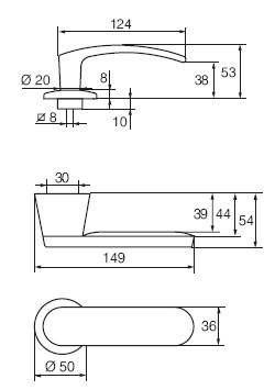 Комплект Abloy (Аблой): Ручка нажимная 8/007 DUETTO Ms/MUS с цилиндром CY001T, Mus