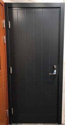 Теплая входная дверь SWEDOOR by Jeld-Wen Function Barents Eco с замком ABLOY LC200 тёмно-серая, M9*21, левая
