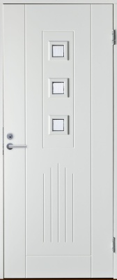 BASIC B0060 со стеклом, Белая NCS S 0502-Y,  9*21, ПРАВАЯ , замок LC102