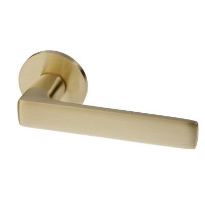 Комплект фурнитуры NFD_701HA на входную дверь в матовой латуни (ручка LE5/008 цилиндр, скобянка на цилиндр)