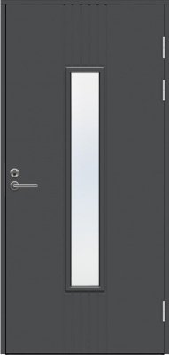 Теплая входная дверь SWEDOOR by Jeld-Wen Function F2050 W28 тёмно-серая (цвет RR23), М9*21, правая с замком ASSA 565
