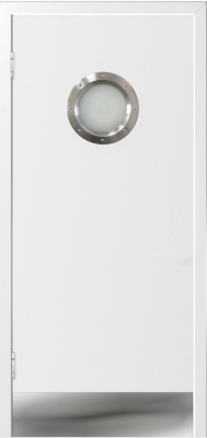 Дверь Kapelli classic маятниковая с иллюминатором белая
