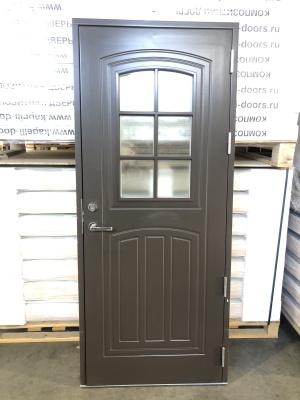 Дверь входная Kaski UOL2, с двухсторонней окраской, Коричневая / белая, М9*21, ПРАВАЯ, замок  LC200, №3