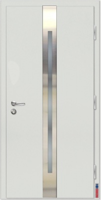 фото тёплая входная дверь nord fin doors nfd15 со стеклопакетом, белая, в комплекте с фурнитурой abloy
