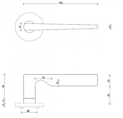 Ручка из латуни NFD75_008 для наружных и внутренних дверей