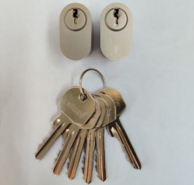 Цилиндр овальный E601_2С (2 цилиндра под 1 ключ), 6 ключей 