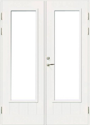 Дверь входная террасная SWEDOOR by Jeld-Wen PO1894 W18, двустворчатая, M15x21, Правая, Белый NCS S 0502-Y