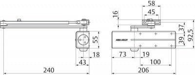 Доводчик ASSA-Abloy (Асса-Аблой) DC140  EN2/3/4/5  с рычаговой тягой в комплекте