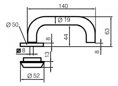 Ручка ABLOY EXIT EH070 INOXI 3-19/030 внутренняя с защищенным щитком снаружи