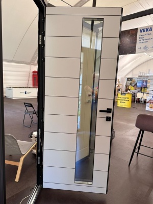 Уличная Теплая алюминиевая дверь с терморазрывом TX-8 двухцветная М10*23, с биометрическим замком DIRCODE