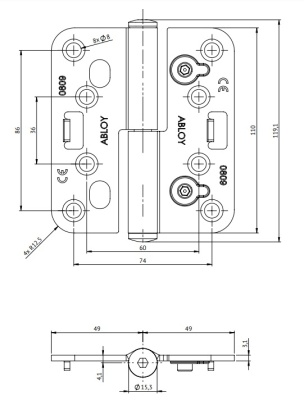Петля для входных дверей Abloy (Аблой) 3248-110TMKSS черная