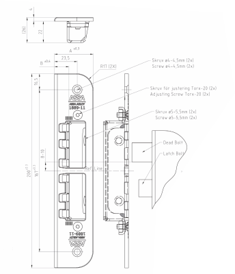 Ответная планка замка ASSA 1889-11