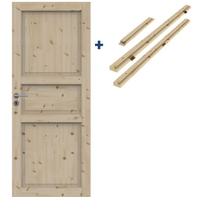 Комплект сосновой двери SWEDOOR Tradition 51, нелакированная: полотно + коробка, M7x21