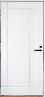 Дверь входная Kaski VO2X, белая + VAL565SETC (Ручка и цилиндр в комплекте), 10*21, левое