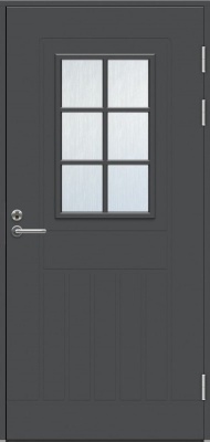 Теплая финская входная дверь SWEDOOR by Jeld-Wen Function F1848 W71 темно-серая (цвет RR23), с замком ABLOY LC200