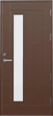 UOL12 (L12T09BR) Thermo KASKI со стеклом, Темно-коричневая RR32, 9*21, ПРАВАЯ, замок ASSA 8765