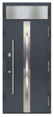 Тёплая входная дверь с терморазрывом НОРД 85 Термико НС-41К26А, размер 2210*1000*135 + фрамуга 300*1000*135, правая, цвет БЕЛЫЙ/ЧЁРНЫЙ