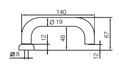 Ручка ABLOY EXIT EH070 INOXI 3-19/0650 двусторонняя с раздельным штоком