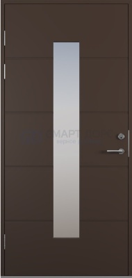 Дверь наружная деревянная ScanDo L024, тёмно-коричневая, 10*21, левое