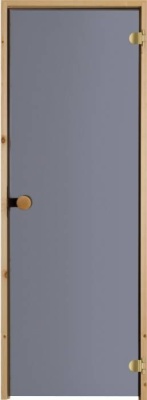 Дверь для сауны 83 ольха, стекло, серое 7 х19, ручка ольха  круглая, ФИНЛЯНДИЯ