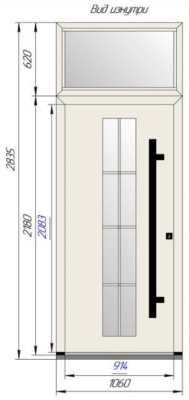 Уличная алюминиевая входная дверь с терморазрывом Werker Termo Plus 1060*2800, снаружи RAL 7024, внутри Ral 9010