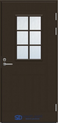 Теплая финская входная дверь SWEDOOR by Jeld-Wen Function F1848 W71 коричневая (цвет NCS S 8005-Y20R) с замком LC200
