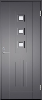 Теплая входная дверь SWEDOOR by Jeld-Wen Basic B0060, темно-серая (цвет RR23) фотография