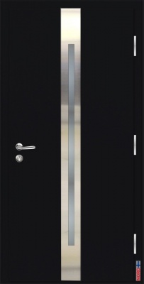 Тёплая входная дверь NORD FIN DOORS NFD15 со стеклопакетом, чёрная, в комплекте с фурнитурой ABLOY