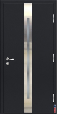 Тёплая входная дверь NORD FIN DOORS NFD15 со стеклопакетом, серая, в комплекте с фурнитурой ABLOY
