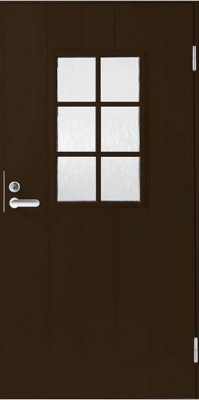 Теплая входная дверь SWEDOOR by Jeld-Wen Basic B0015, коричневая (цвет RR32) фотография