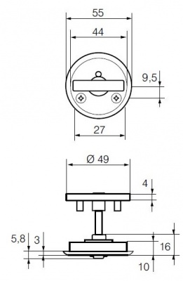 Поворотная (сантехническая) кнопка Abloy (Аблой) модель LH0341 WC