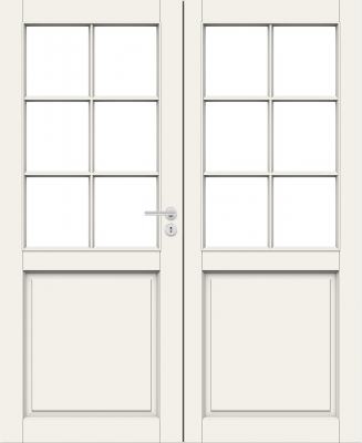  Дверь Смарт Дорс модель Хели двухстворчатая 3P/6+6LR, Белый NCS S 0502-Y, M13x21, Левая
